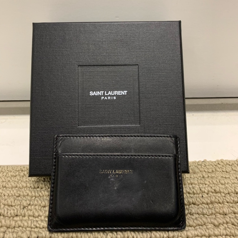 Saint Laurent square logo print cardholder